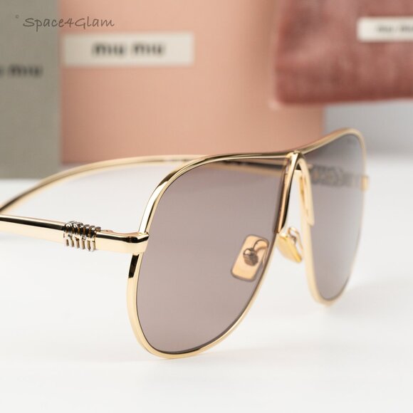 Miu Miu Women Sunglasses Gold Purple Brown Pilot MUA56S 5AK20I NEW AUTHENTIC main image 5